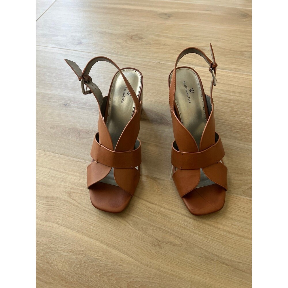 Worthington Women's Brown Strappy Block Heel Sandals